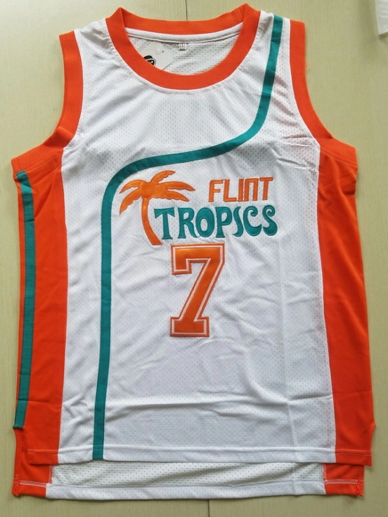 Flint Tropics 7 Coffee Black Basketball Jersey Semi Pro Team New