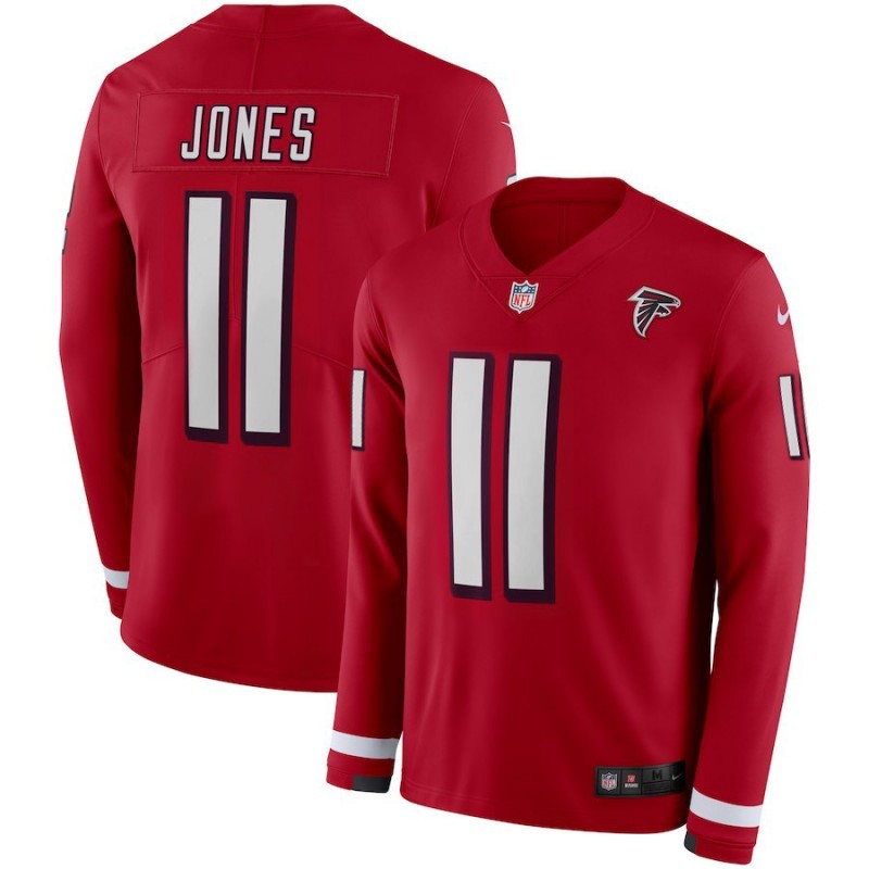 Men's Julio Jones Red Therma Long Sleeve Player Limited Team Jersey