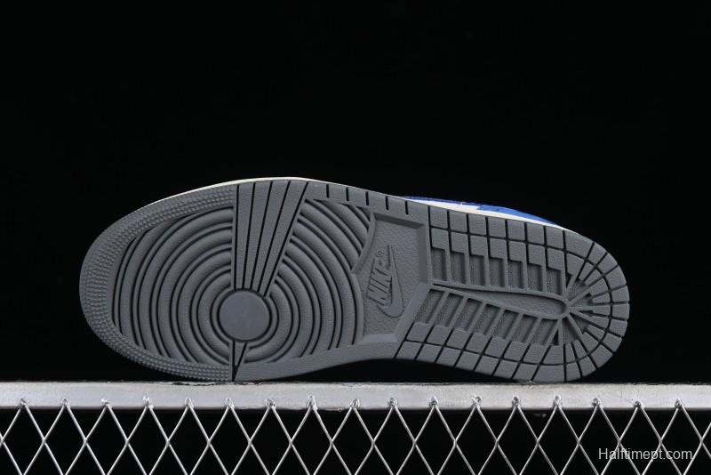 Nike Air Jordan 1 Low Flight Vintage Retro Sneakers in White and Blue - FV8439-104