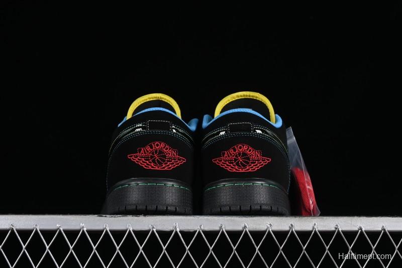 Nike Air Jordan 1 Low AJ1 Black Green Low Top Lifestyle Basketball Shoes - 338145-003