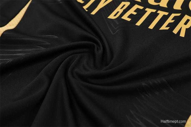 24/25 Real Madrid Black/Golden Half Zipper Jacket+Long Pants