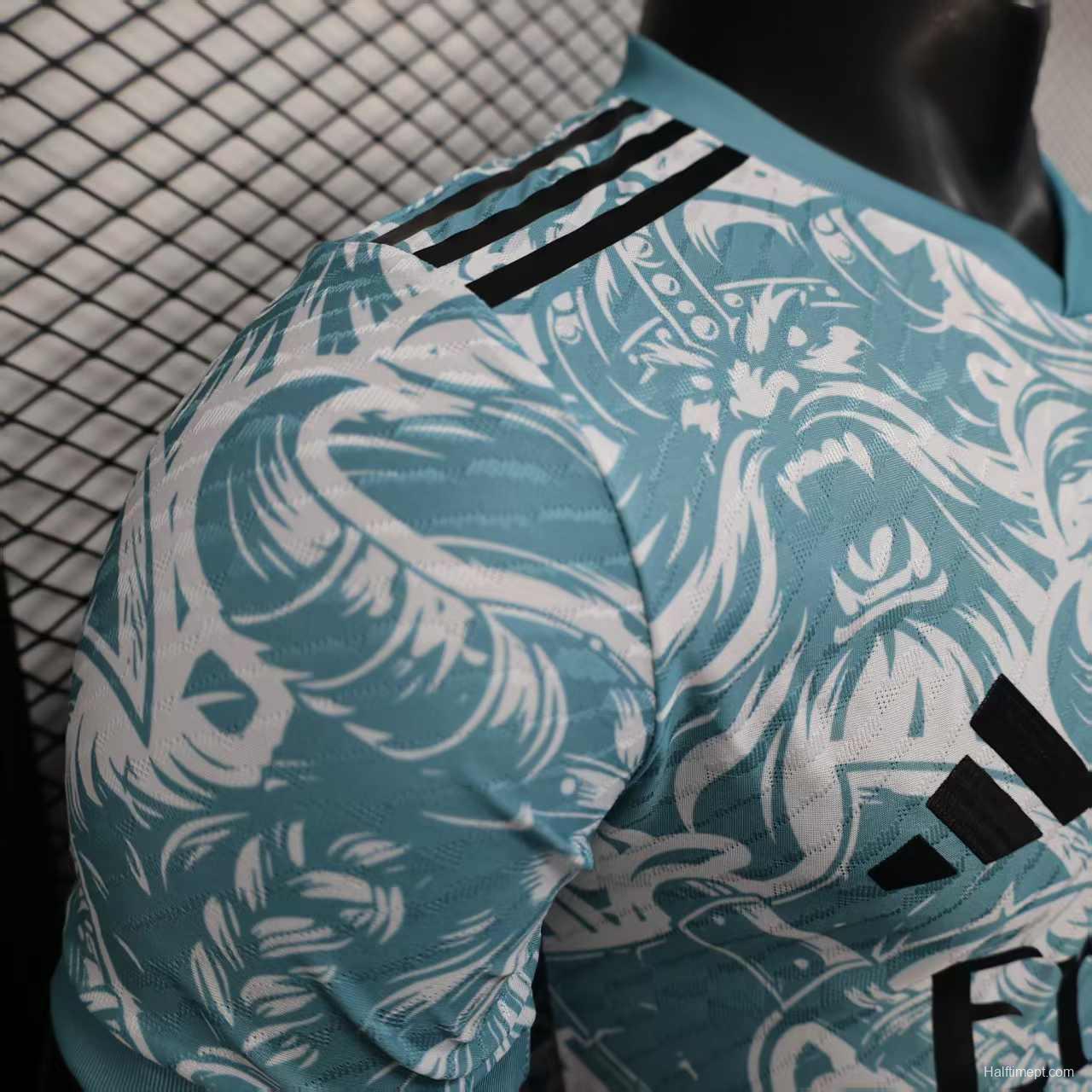 Player Version 25/26 Real Madrid Light Blue with Viking Warrior Pattern Jersey