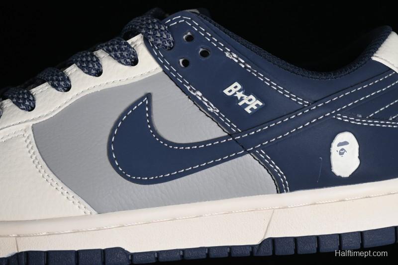 Nike SB Dunk Low BAPE Collaboration - Light Blue Grey Anniversary High-End Custom Low-Top Casual Skate Shoes - BB8969-001