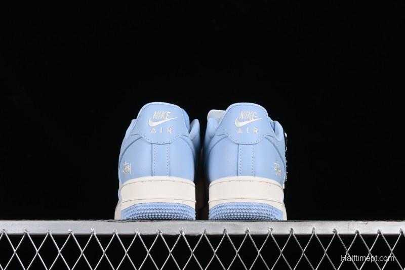 Nike Air Force 1 '07 Low Stussy Collaboration - Sky Blue Low-Top Casual Sneakers - BB9599-201