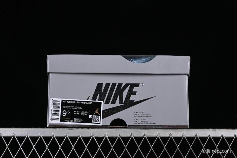 Nike Air Jordan 1 Low AJ1 Grey Silver Low-Top Casual Sneakers - CZ0790-002