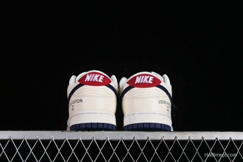 Nike SB Dunk Low LV Collaboration - Suede Navy Blue Anniversary High-End Custom Low-Top Casual Sneakers - FC1688-134