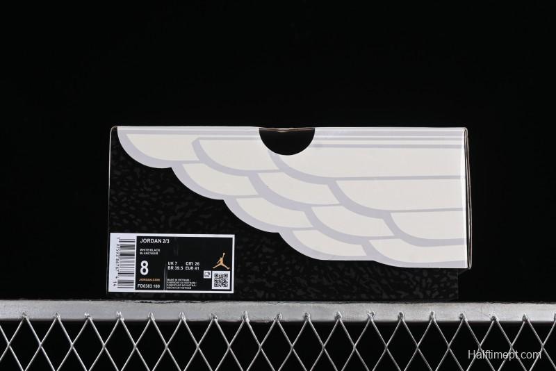 Nike Air Jordan 2/3 Retro Low Top Basketball Shoes in White/Black/Sail/Cement Grey - FD0383-100