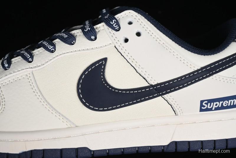 Nike SB Dunk Low Supreme Collaboration - Dark Blue Canvas Anniversary High-End Custom Low-Top Casual Skate Shoes - BB6698-511
