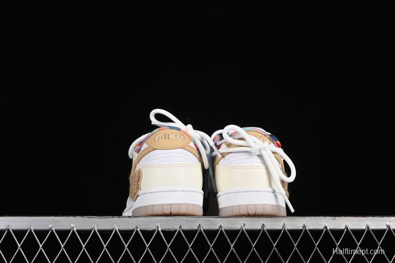 Nike Dunk Low Cake Bear White Yellow Low-Top Casual Sneakers - FN8913-141