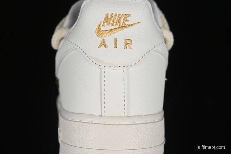Nike Air Force 1 '07 Low Beige Deconstructed Swoosh Casual Sneakers - FX3654-111