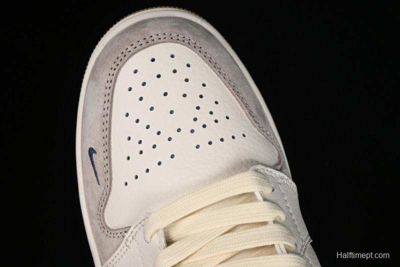 Nike Air Jordan 1 Low AJ1 The North Face Collaboration - White Grey Brown Custom High-End Basketball Shoes - LJ6688-001