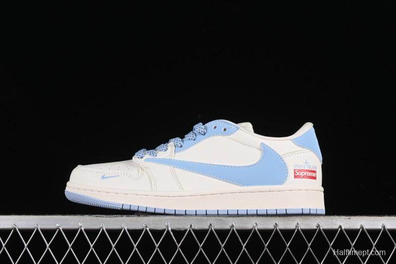 Nike Travis Scott x Fragment Design x Air Jordan 1 Low OG SP AJ1 Stone Island Collaboration - BB6588-105