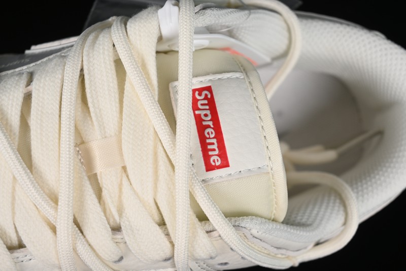 Nike SB Dunk Low Supreme Collaboration - Beige White Fox Lettering Anniversary High-End Custom Low-Top Casual Skate Shoes - JJ5688-106
