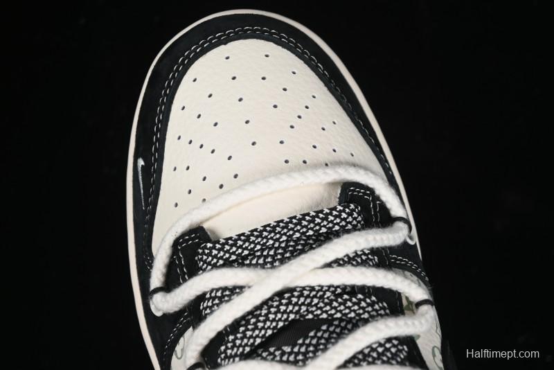 Nike SB Dunk Low Violent Bear Series - Lace-Up Beige with Black Swoosh Anniversary High-End Customized Low-Top Casual Skate Shoes - SJ2068-290