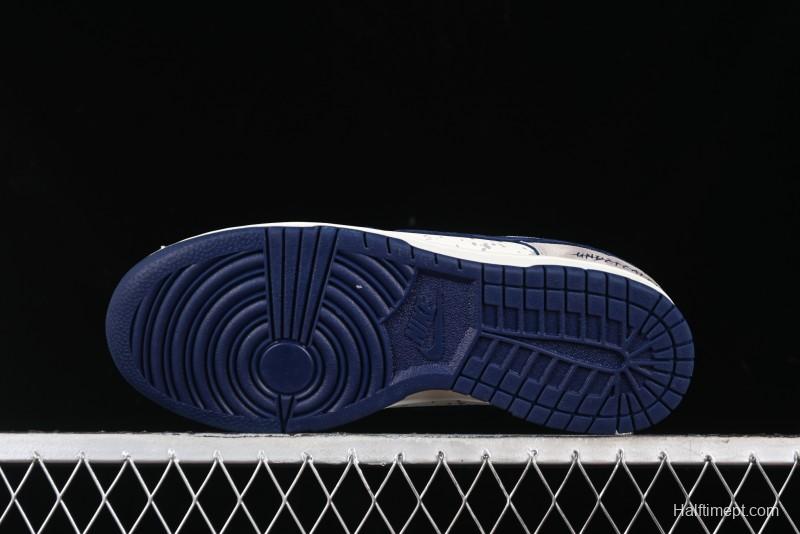 Nike SB Dunk Low UN Collaboration - Splatter Navy Swoosh Anniversary Custom Low-Top Casual Skate Shoes - DJ2024-041
