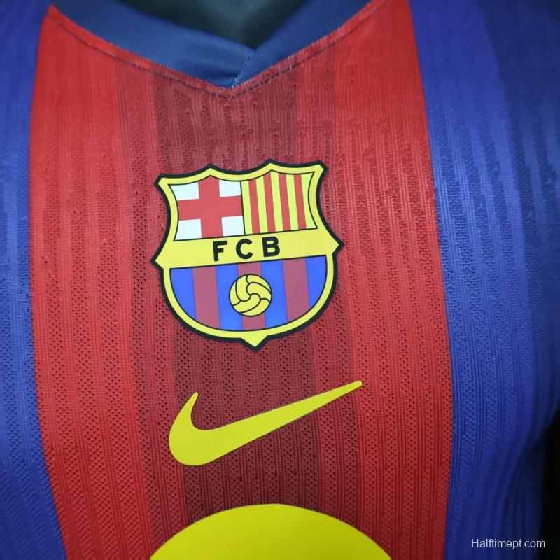 Player Version 25/26 Barcelona Blue and Red Striped with Spotify Sponsor Jersey