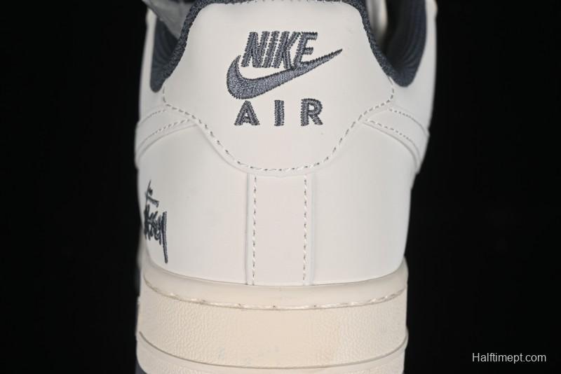 Nike Air Force 1 '07 Low Stussy Collaboration - Light Grey Double Swoosh Casual Sneakers - XZ6188-012