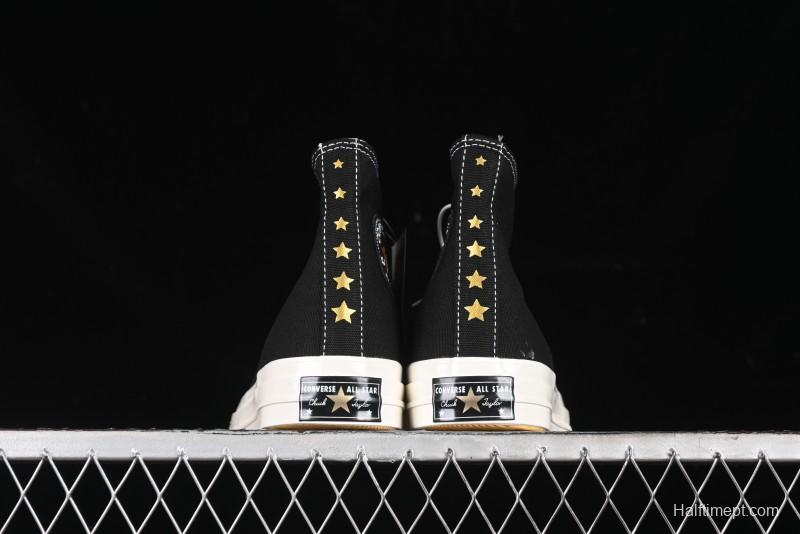 Converse Chuck 1970s High-Top Sneakers with Gold Star Accents and Classic Black & White Design - A12462C