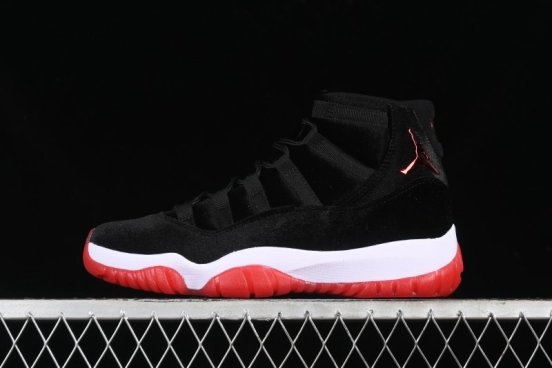 Nike Air Jordan 11 Retro "Bred Velvet" Basketball Shoes with Velvet Overlay - DB5457-061
