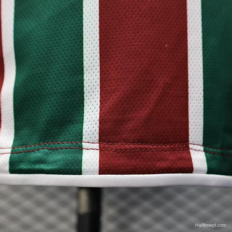 Player Version 25/26 Fluminense Green and Burgundy Vertical Striped with White Trim Jersey