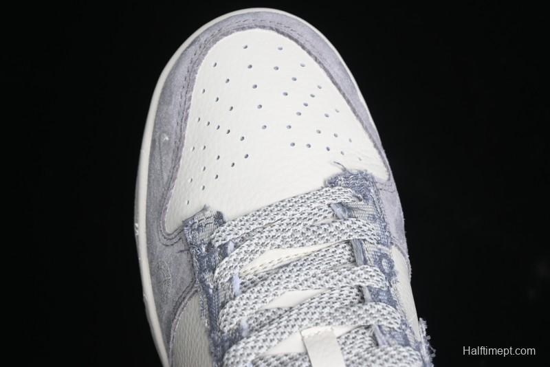 Nike SB Dunk Low Dior Stone Island Triple Collaboration Woven Grey Hook Anniversary High-End Custom Low-Top Casual Sneakers - DM6868-006