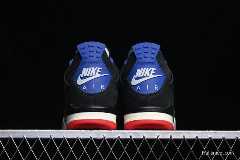 Nike Air Jordan 4 Retro Basketball Shoes with Black-Grey-Blue Color Blocking - FV5029-003