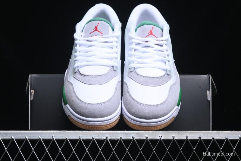 Nike Air Jordan 4 Remastered AJ4 Retro Sneakers in White Green with Gum Sole - FQ7939-103
