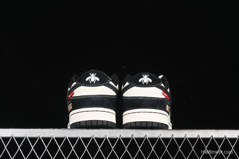 Nike SB Dunk Low Gucci Collaboration - Small Bee Series Black Hook Anniversary High-End Custom Low-Top Casual Sneakers - MM1089-030