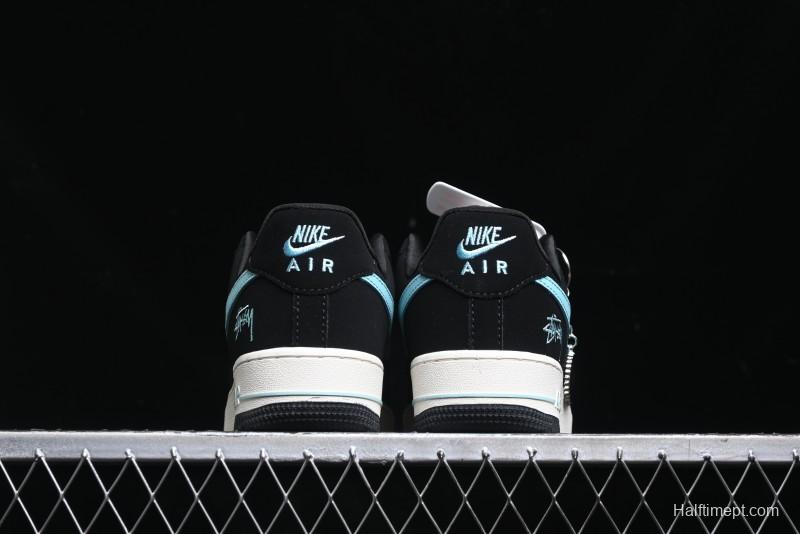 Nike Air Force 1 '07 Low Stussy Collaboration - Black Tiffany Low-Top Casual Sneakers - KK1988-030