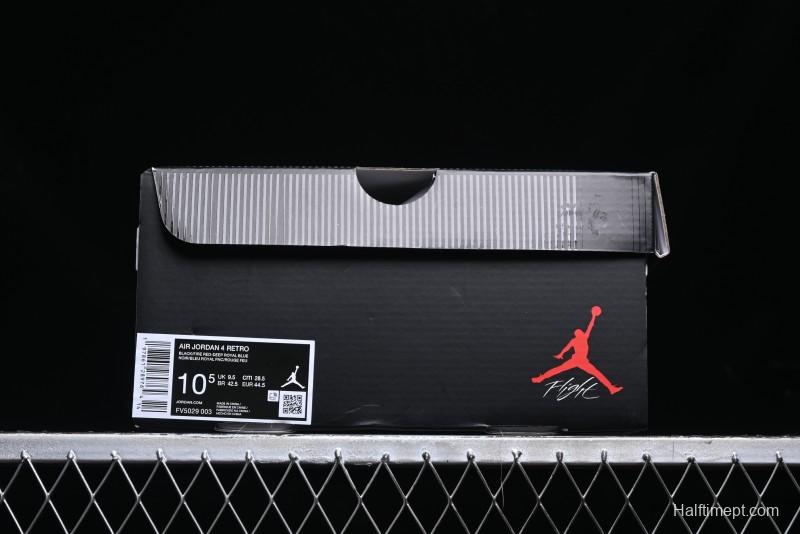 Nike Air Jordan 4 Retro Basketball Shoes with Black-Grey-Blue Color Blocking - FV5029-003