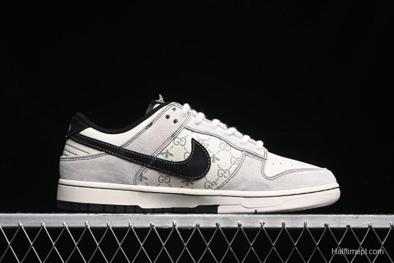Nike SB Dunk Low Gucci Collaboration - Bumblebee Series Grey Black Hook Anniversary High-End Custom Low-Top Casual Skate Shoes - MM1089-029
