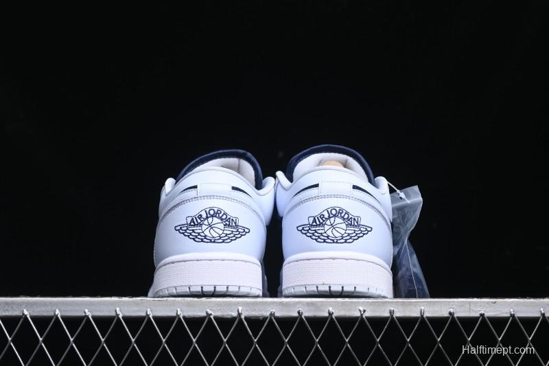 Nike Air Jordan 1 Low AJ1 Navy Blue Silk Casual Sneakers - FZ8778-044