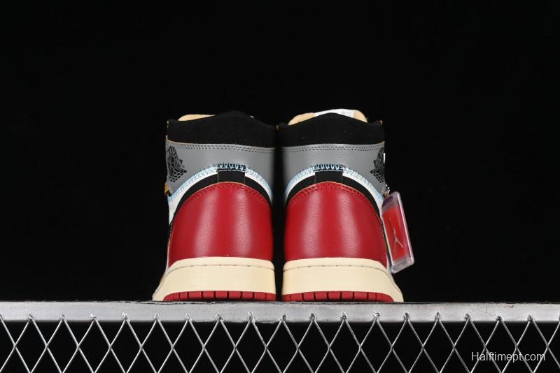 Nike Union x Air Jordan 1 Retro High Basketball Shoes with Chicago-Inspired Colorway - HV8563-600