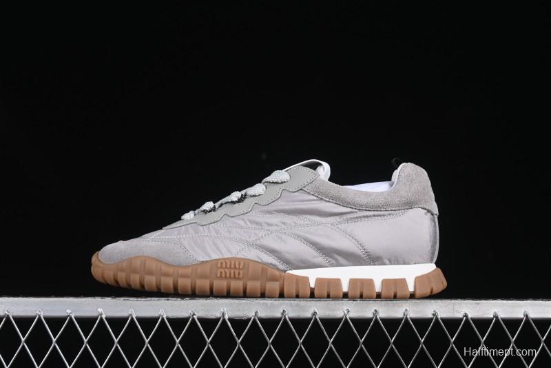 Miu Miu Suede Round Toe Lace-Up Low Top Women's Casual Shoes - 99D4