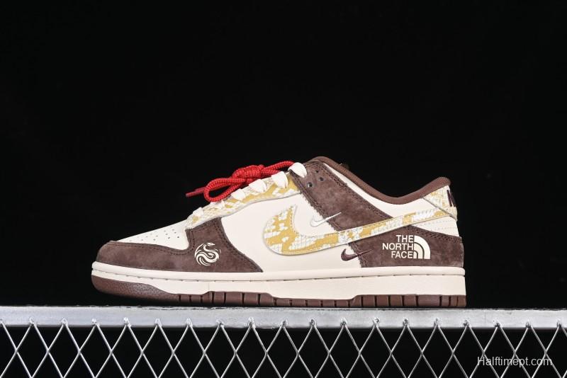 Nike SB Dunk Low The North Face Collaboration Year of the Snake Limited Edition Beige Brown White Snake Anniversary Premium Custom Low-Top Casual Sneakers - CH8311-234