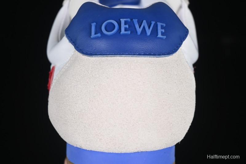 Loewe Ballet Runner 2.0 Sneakers Retro Style Low-Profile Casual Sports Shoes with Asymmetric Toe Design - White Blub