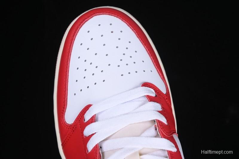 Nike Air Jordan 1 Low AJ1 White Red Black Hook Casual Sneakers - HQ6998-600
