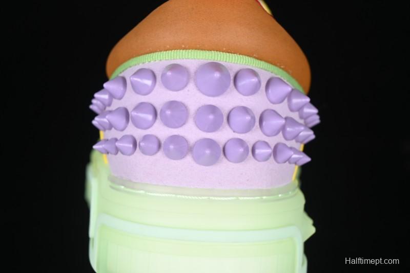 Christian Louboutin Funnyto Flat French Luxury Brand Green Color Block Low Top Sneakers - X.D4