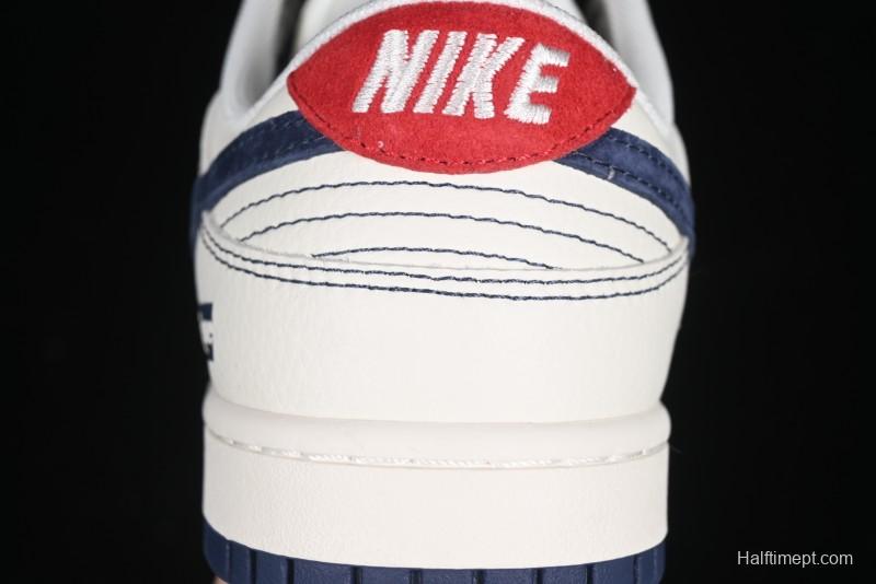 Nike SB Dunk Low Supreme Collaboration Grey Blue Woven Label Anniversary High-End Custom Low-Top Casual Skate Shoes - BB7518-026