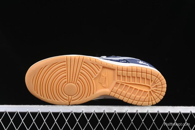 Nike SB Dunk Low Stussy Collaboration Suede Blue Anniversary Custom Low-Top Casual Sneakers - XS1086-009