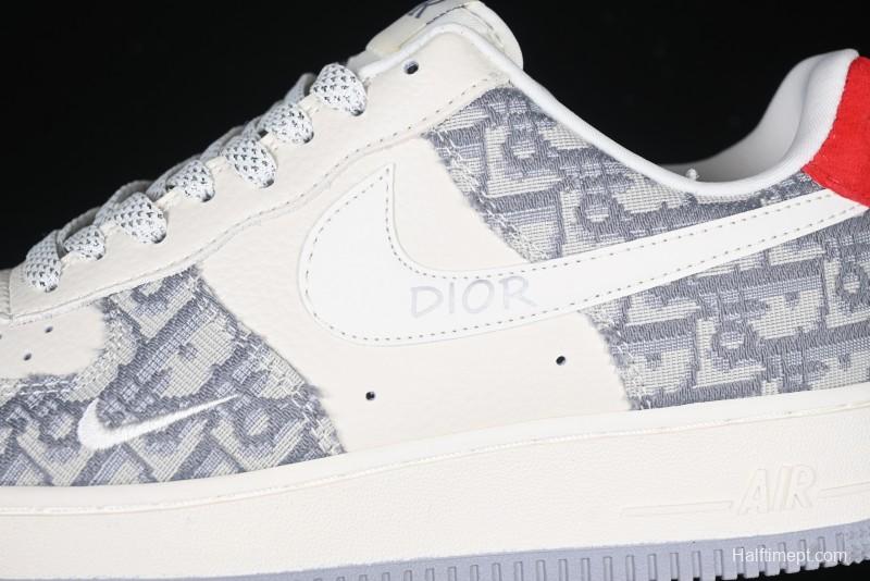 Nike Air Force 1 '07 Low Dior Collaboration - Grey Pattern Low-Top Casual Sneakers - DF0188-021