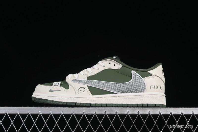 Nike Air Jordan 1 Low OG SP AJ1 Stussy Collaboration Black Grey Blue Black Swoosh Low Top Casual Sneakers - XS2024-001