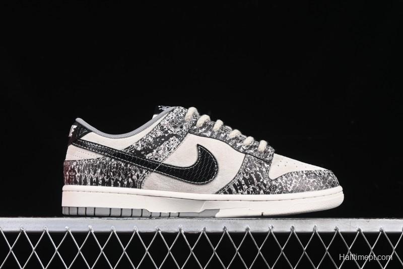 Nike SB Dunk Low Year of the Snake Series Snake Scale Black Swoosh Custom Low-Top Casual Skate Shoes - YX5066-272