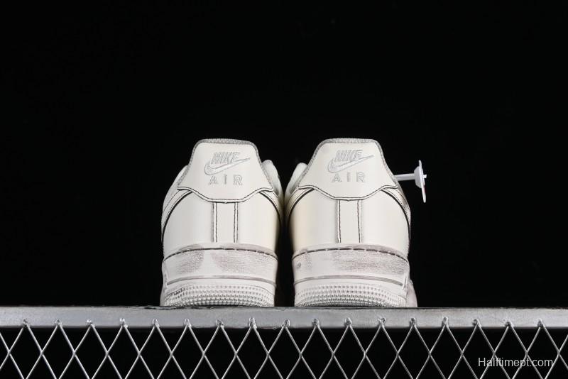 Nike Air Force 1 '07 Low Casual Sneakers with Hemp Rope Laces and Distressed Design - 315122-333