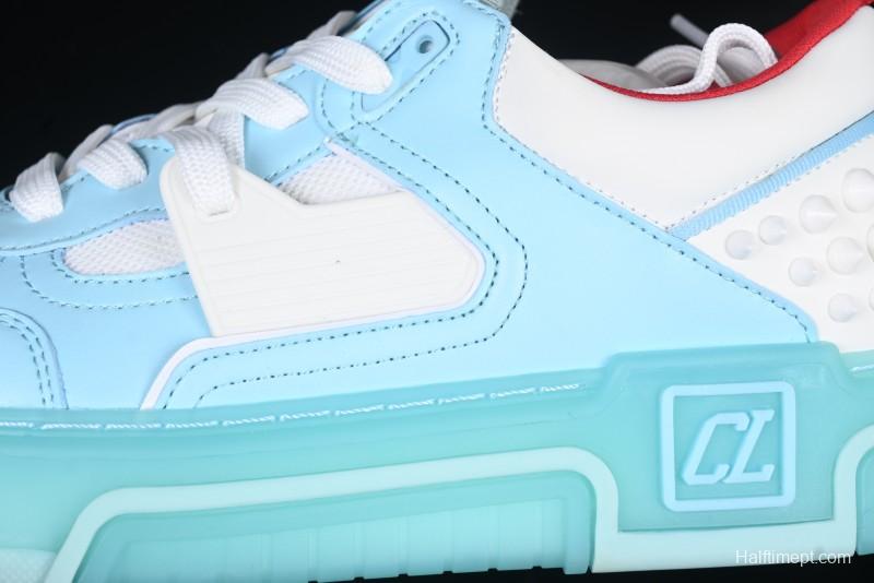 Christian Louboutin Funnyto Flat Comfortable Fashion Low-Top Sneakers with Raw Ice Blue Sole - X.D4