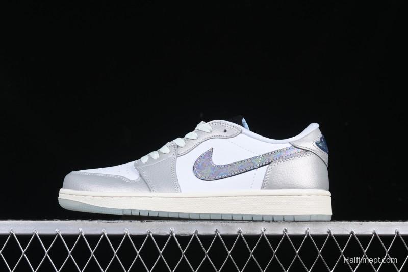 Nike Air Jordan 1 Low OG Retro Basketball Shoes Snake Year Limited Edition Silver Snake - HF3144-100