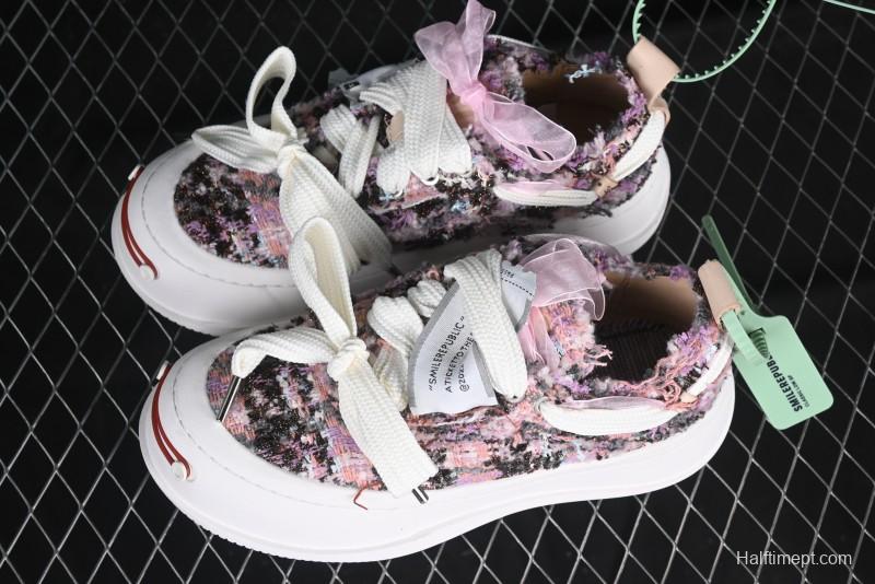 SMILEREPUBLIC SMILE Canvas Sneakers with Cut Wool Fringe and Unique Weaving - G.D4