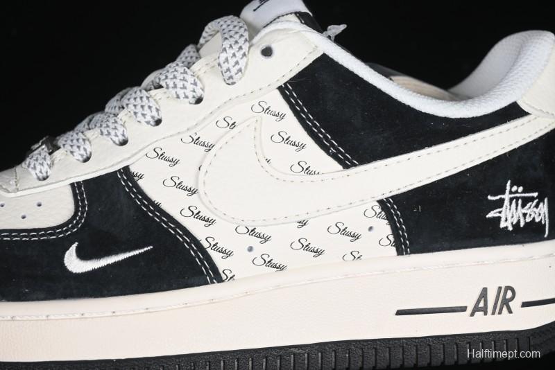 Nike Air Force 1 '07 Low Stussy Collaboration - Black White Casual Sneakers - XZ6188-671