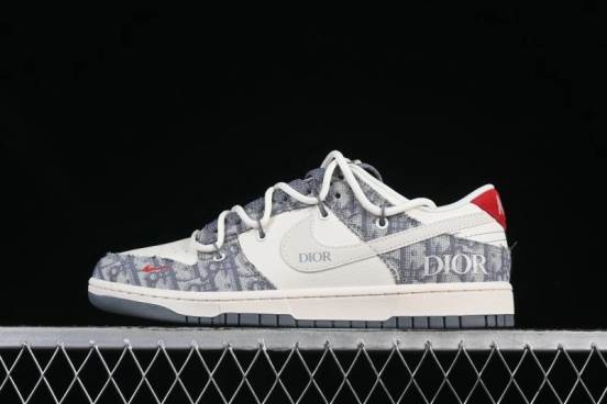 Nike SB Dunk Low Dior Collaboration Strap Woven White Swoosh Anniversary Custom Low-Top Casual Skate Shoes - SJ2068-316