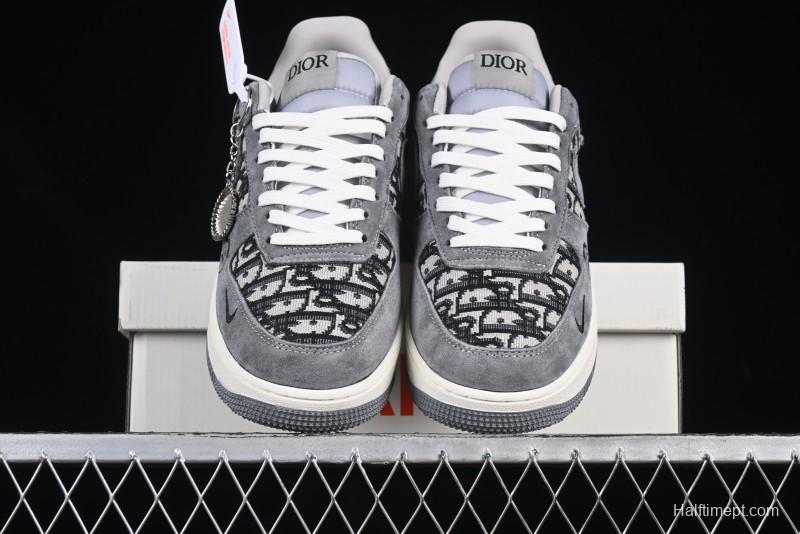 Nike Air Force 1'07 Low Dior Collaboration Grey Knit Skeleton Low-Top Casual Sneakers - KK1988-056